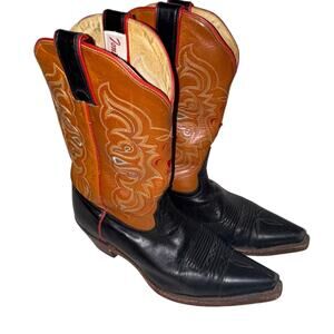 TONY LLAMA embellished Black and Tan Western cowboy Boots 9.5